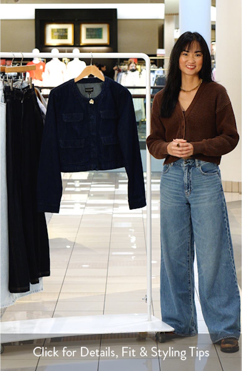 The Emily Collarless Crop Denim Jacket, sales video thumbnail