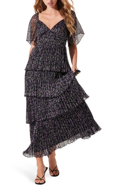 Gracelynn Floral Short Sleeve Tiered Maxi Dress