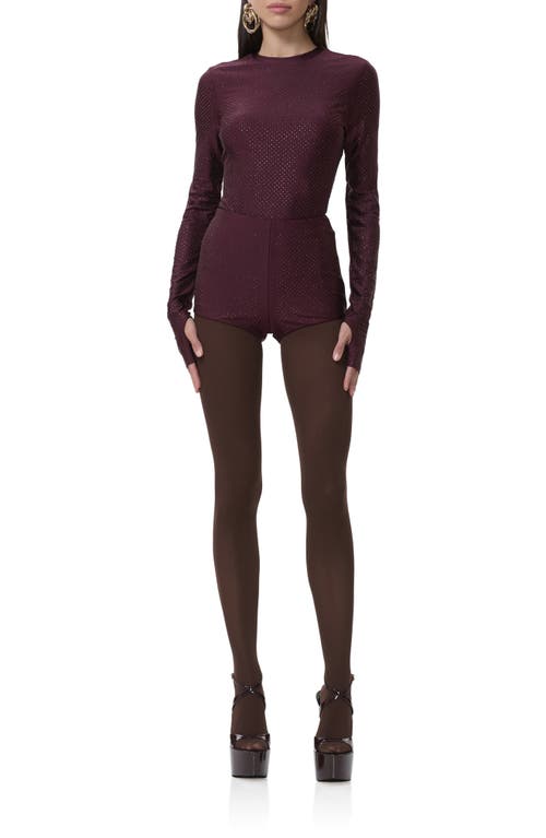 Afrm Yves Rhinestone Jersey Shorts In Brown