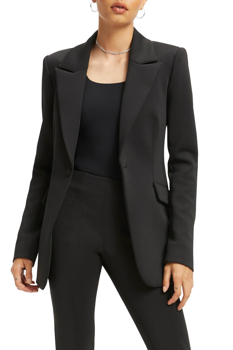 Fitted Scuba Blazer, Main, color, BLACK001