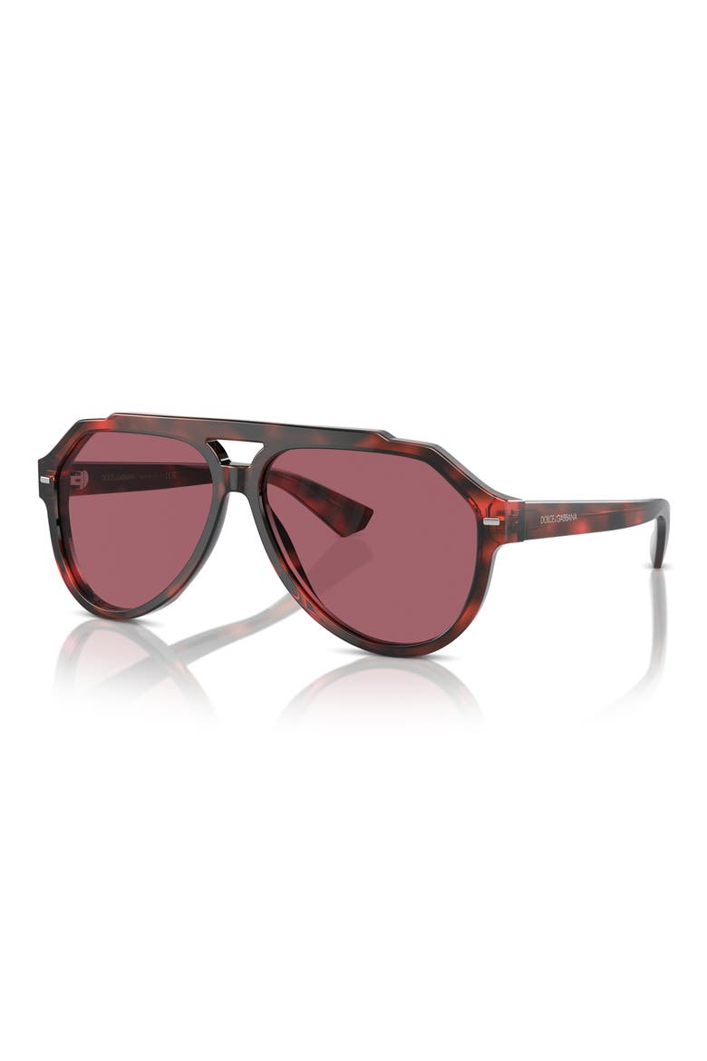 60mm Pilot Sunglasses, Alternate, color, RED HAVANA