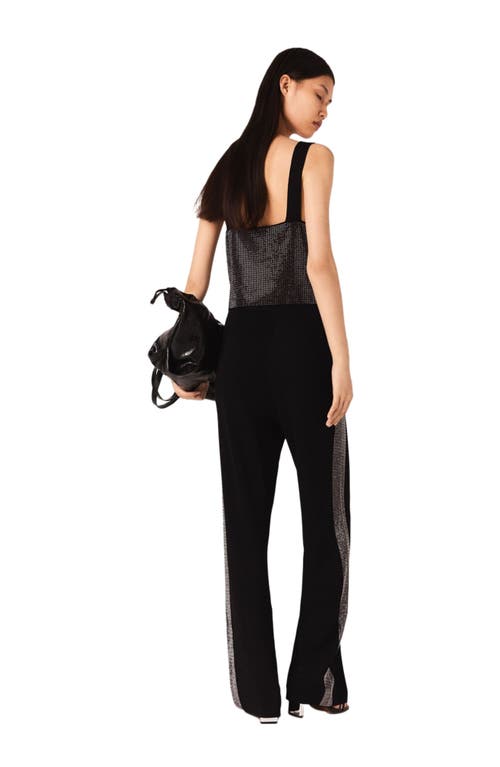 Maje Woman's Viscose Strappy Diamanté Knit Top For Fall/winter In Black