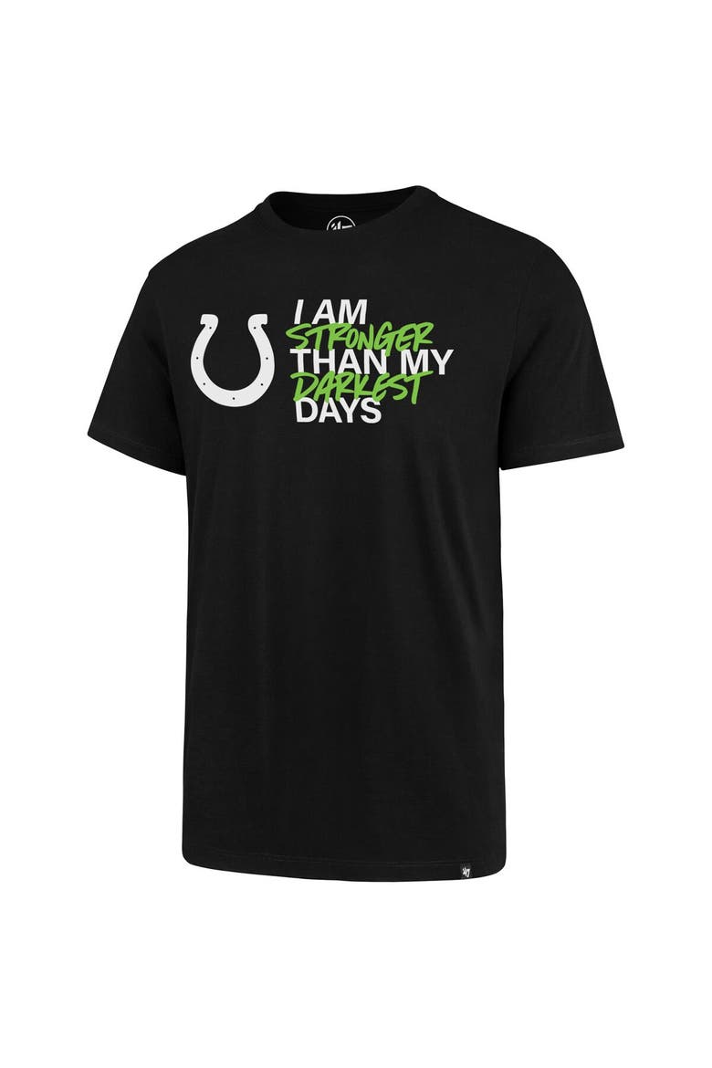 I am Stronger Than My Darkest Days Kicking the Stigma T-Shirt Unisex '47 Black Indianapolis Colts, Alternate, color, Black