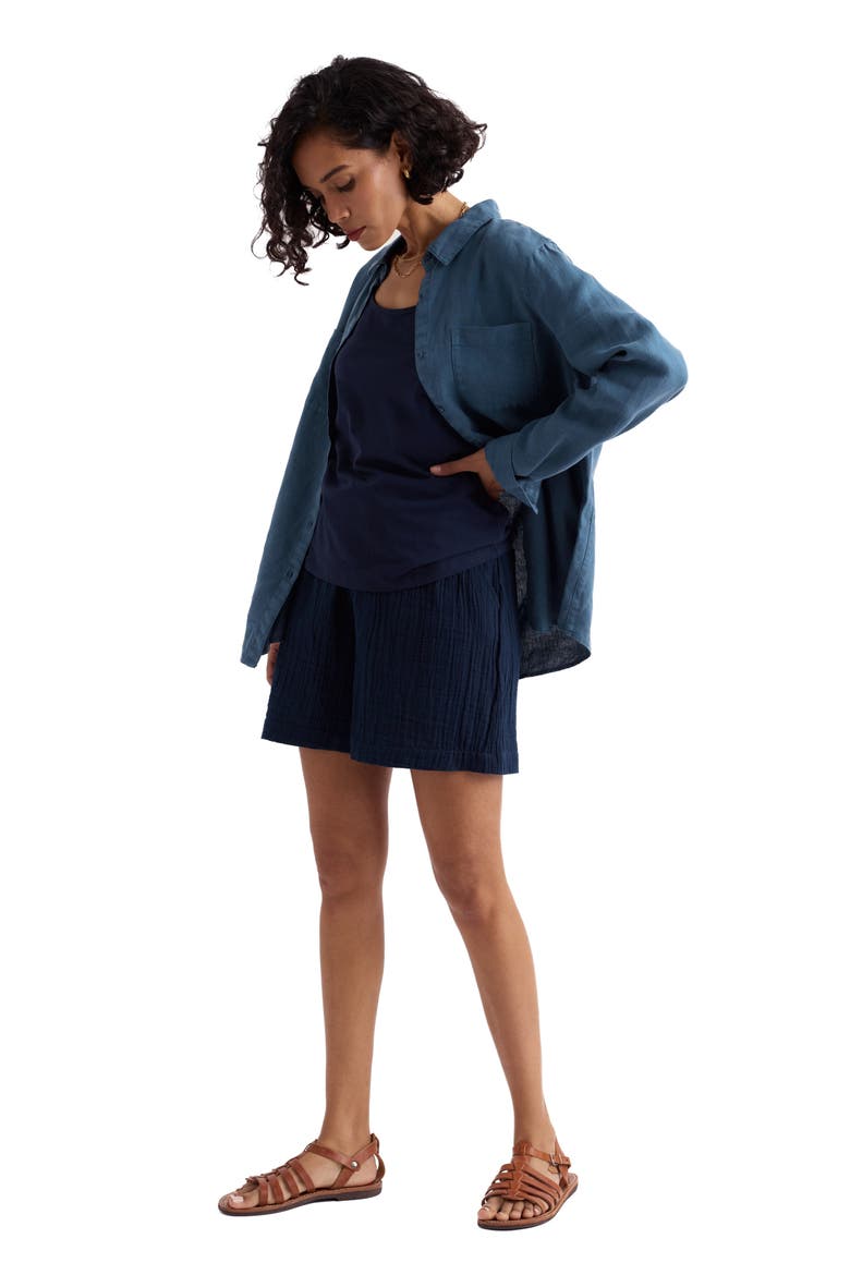 Hazel Branch Linen Button-Up Shirt, Alternate, color, DUSK