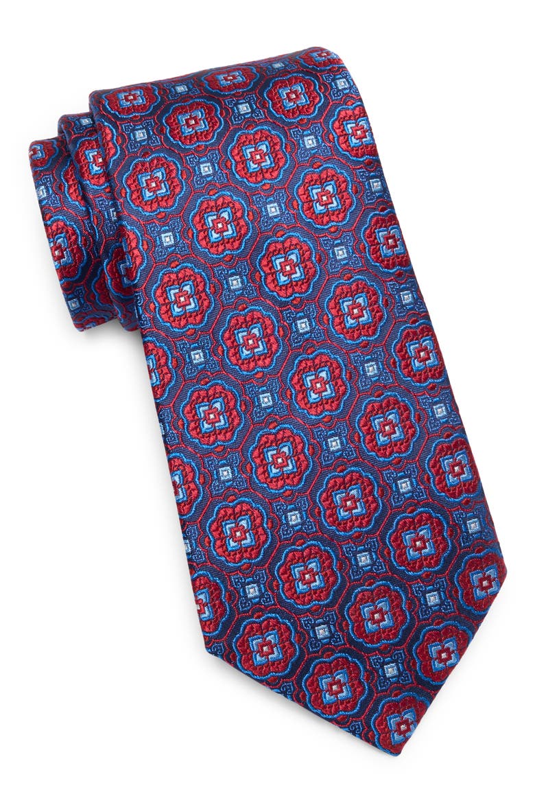 Ashbridge Ornate Medallion Silk Blend Tie, Main, color, RED
