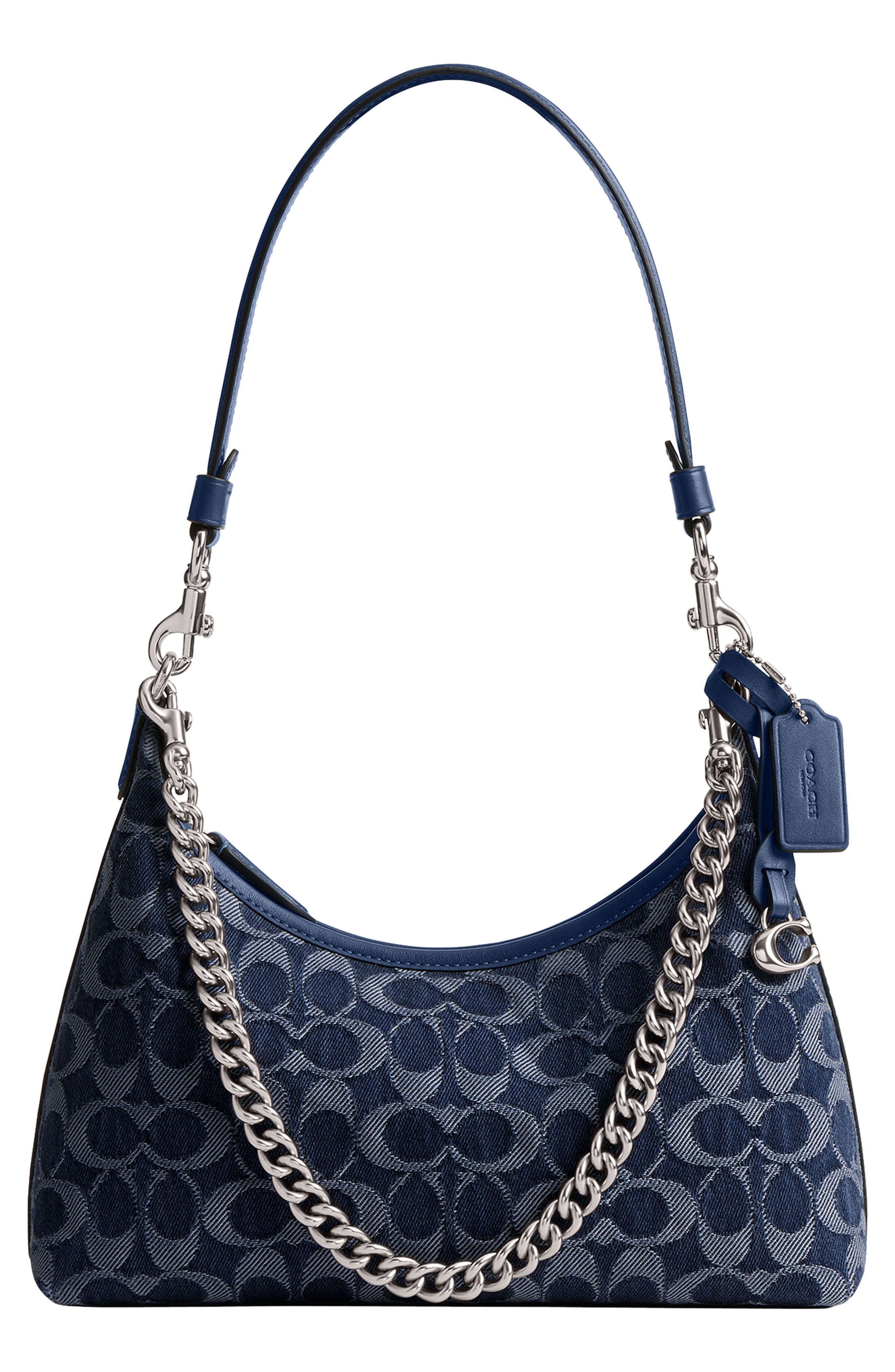 COACH Juliet Signature Washed Denim Shoulder Bag, Main, color, 