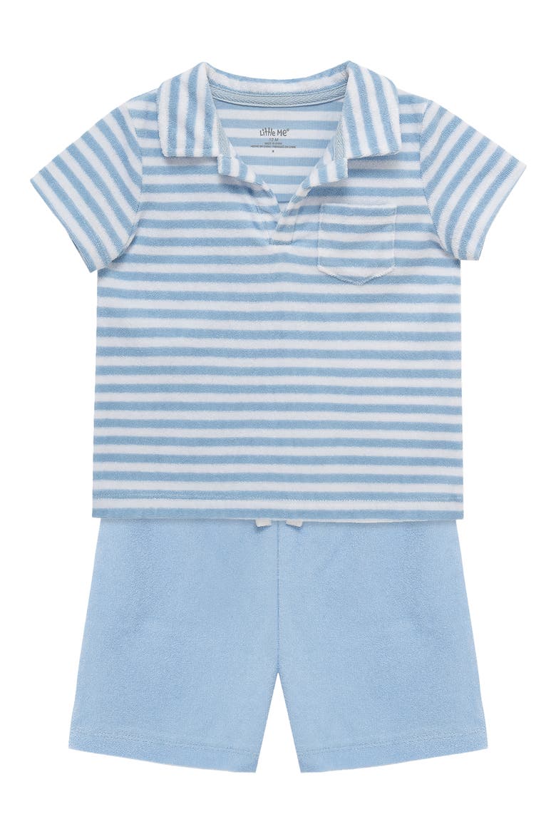 Stripe Terry Polo & Shorts Set, Alternate, color, BLUE