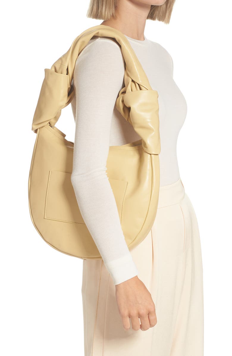 Jil Sander Twisted Lambskin Leather Shoulder Bag, Alternate, color,