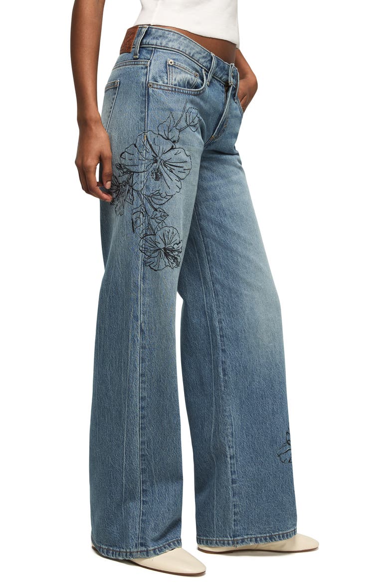Floral Embroidered Baggy Wide Leg Jeans, Alternate, color, ISLAND TIME WASH