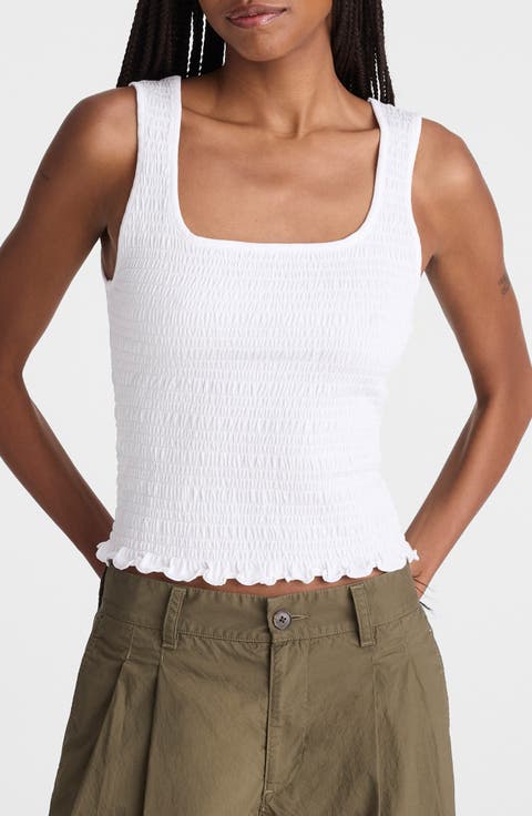 Smocked Square Neck Tank