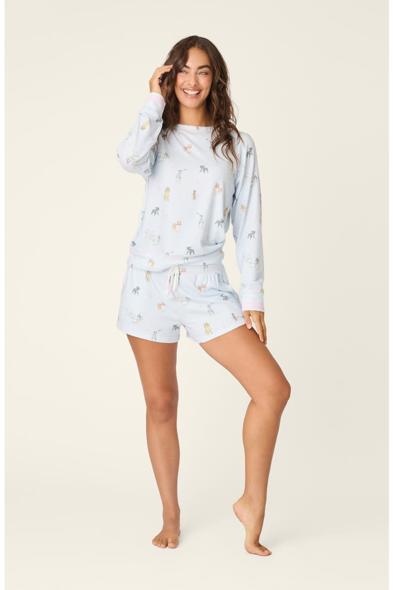 Bark Park Pajama Shorts, Alternate, color, BLUE ICE