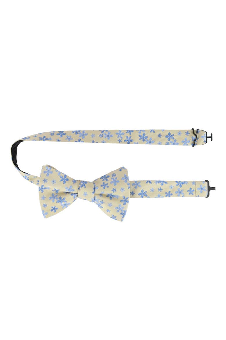 Weldon Floral Silk Novelty Bow Tie, Alternate, color, Yellow and Light Blue