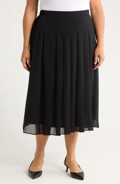 Pleated Midi Skirt (Plus)