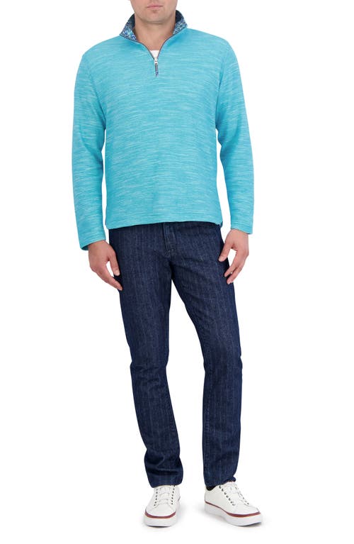 Robert Graham Ledson Space Dye Quarter Zip Top In Blue