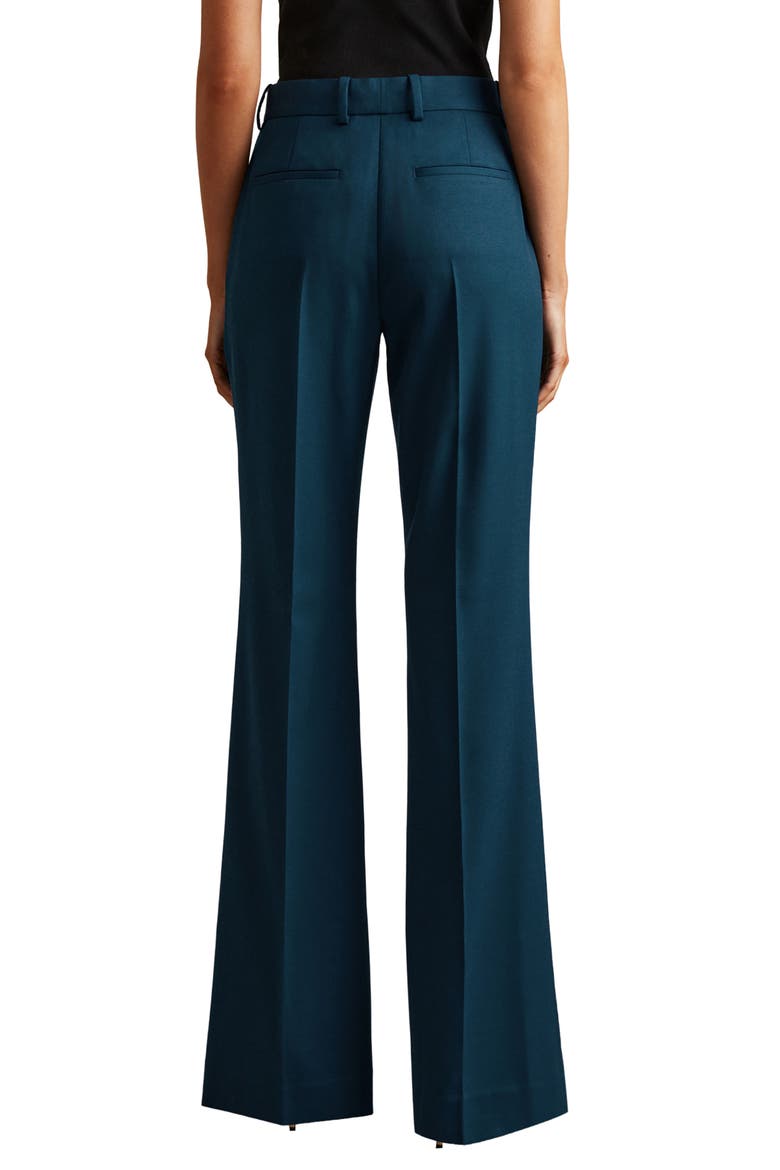 Jade Pintuck Stretch Wool Blend Wide Leg Pants, Alternate, color, TEAL