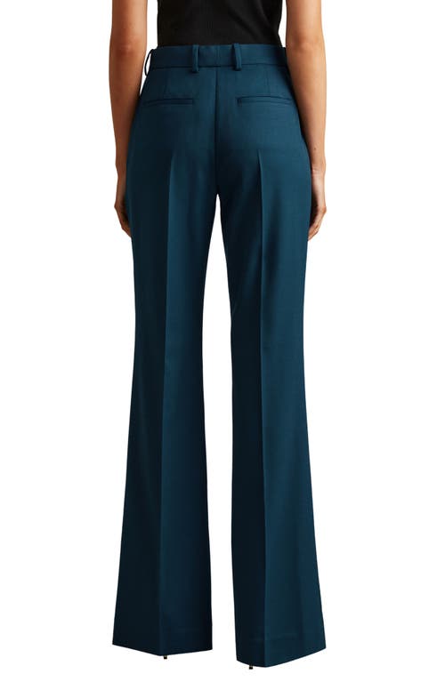 Reiss Teal Wide Leg Wool Blend Suit Trousers In Teal
