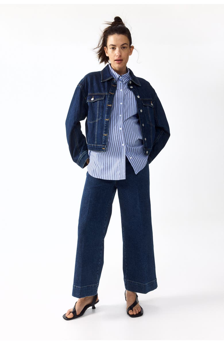 H&M Mama Wide High Waist Ankle Jeans, Alternate, color, Dark Denim Blue