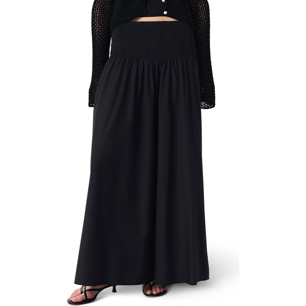 Rag & Bone Blythe Smocked Poplin Maxi Skirt In Black