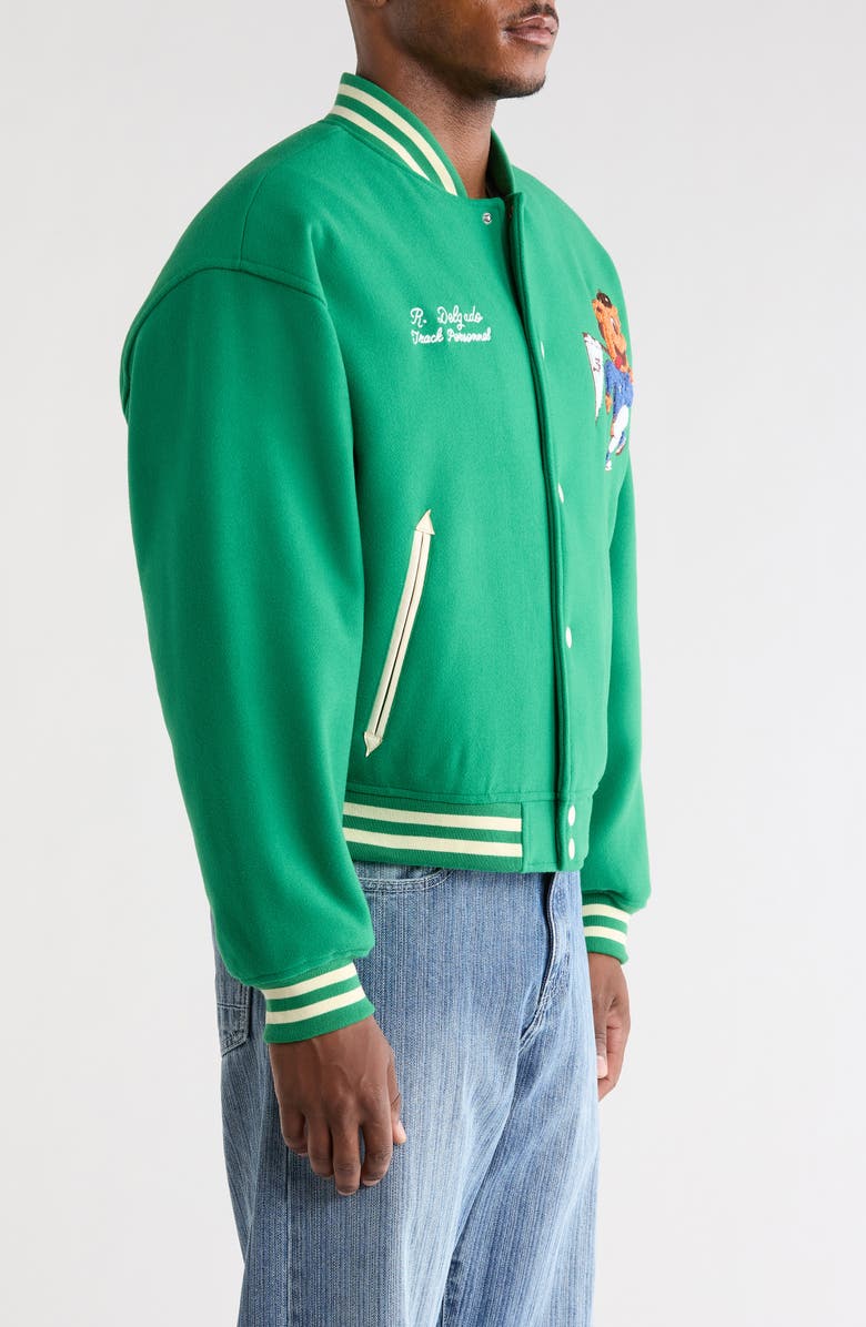 PacSun Track Varisty Jacket, Alternate, color, Green