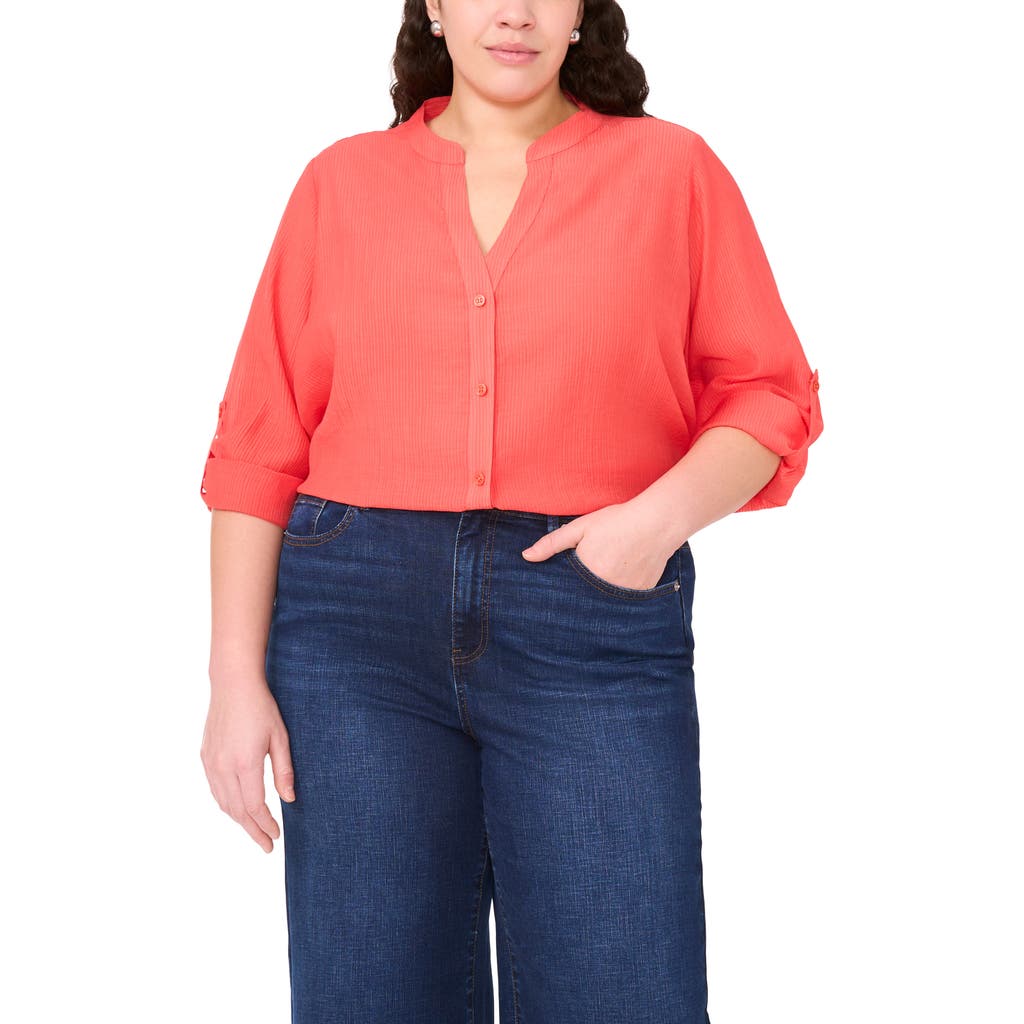 Halogen ® Textured Utility Shirt In Orange