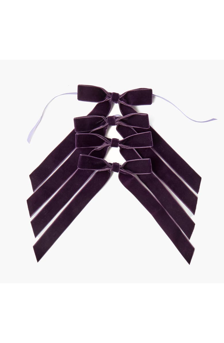Mrs. Alice Purple Velvet Bows (Set of 4) - 20cm, Main, color, Purple