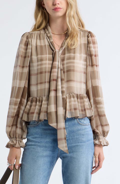Tie Neck Chiffon Top