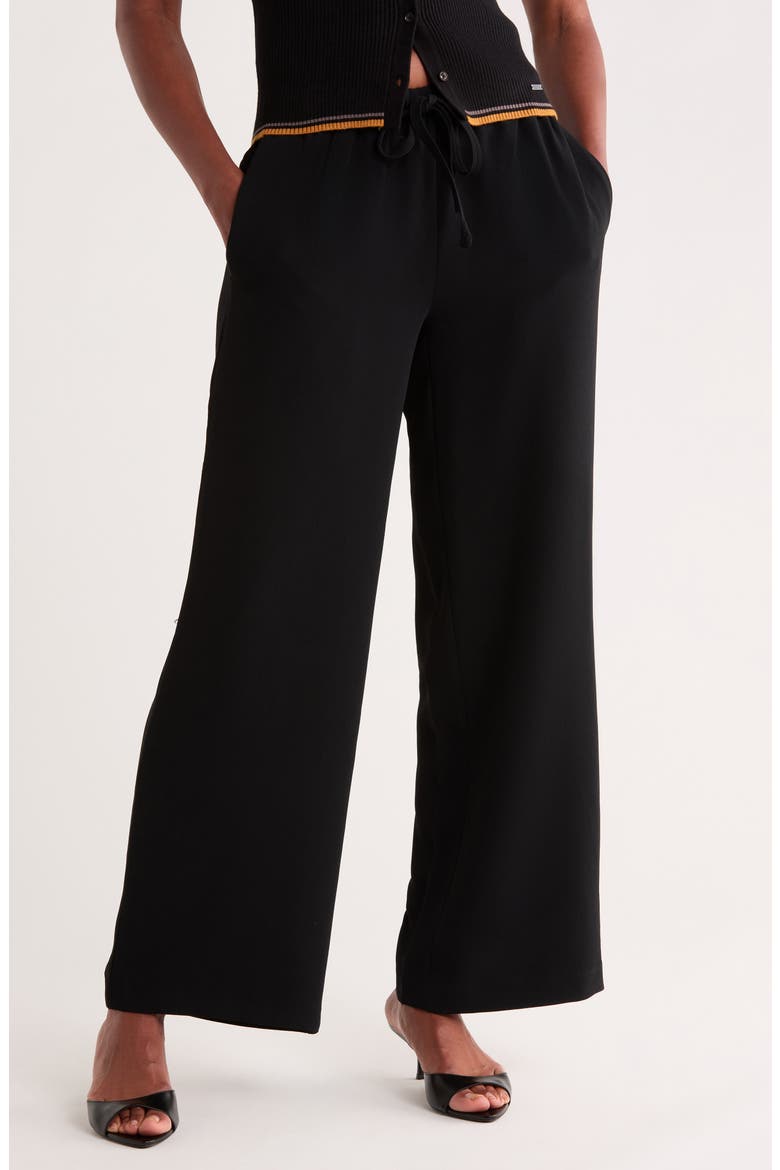 Drawstring Wide Leg Pants, Main, color, BLACK