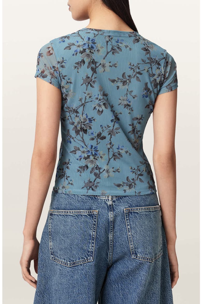 Ellie Floral Mesh T-Shirt, Alternate, color, VINE LAKE BLUE