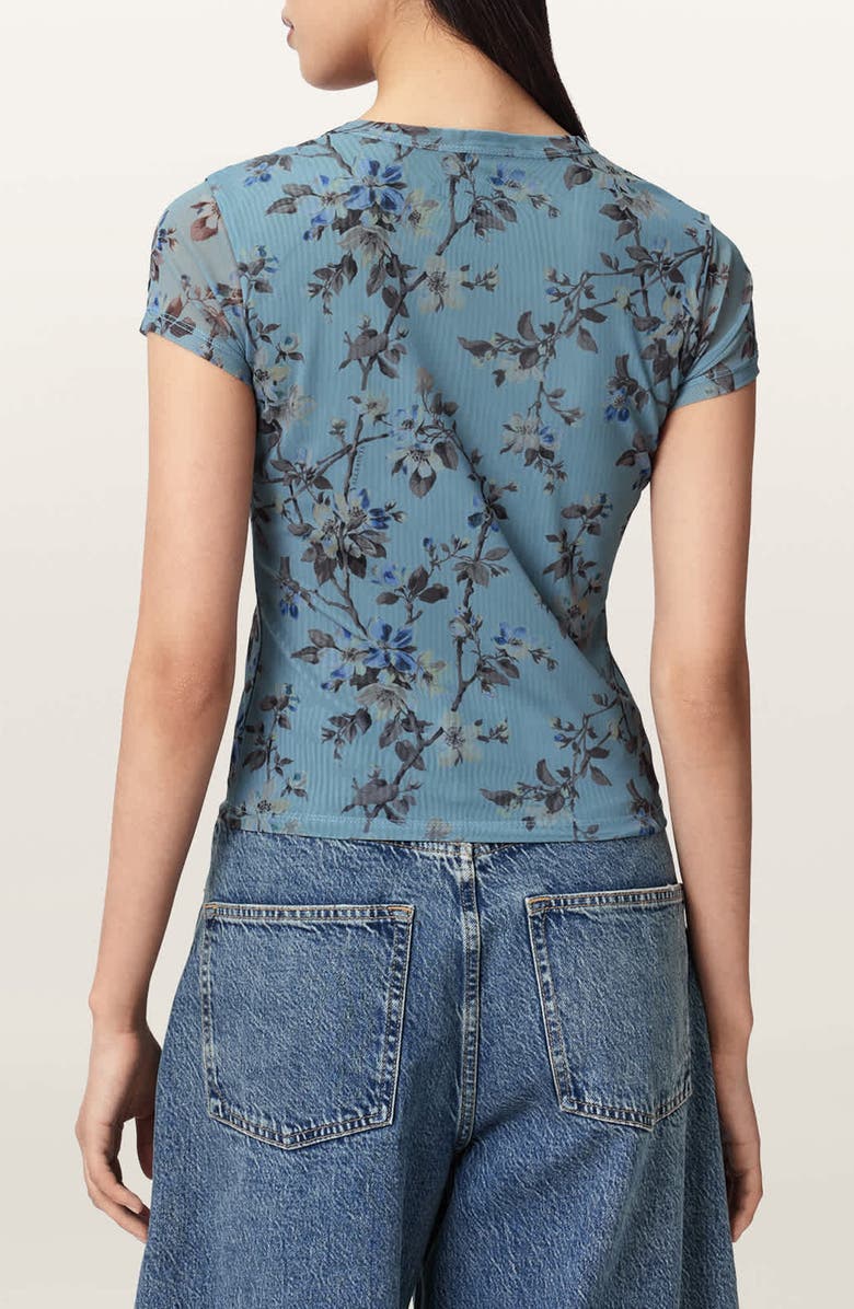 AllSaints Ellie Floral Mesh T-Shirt, Alternate, color, Vine Lake Blue