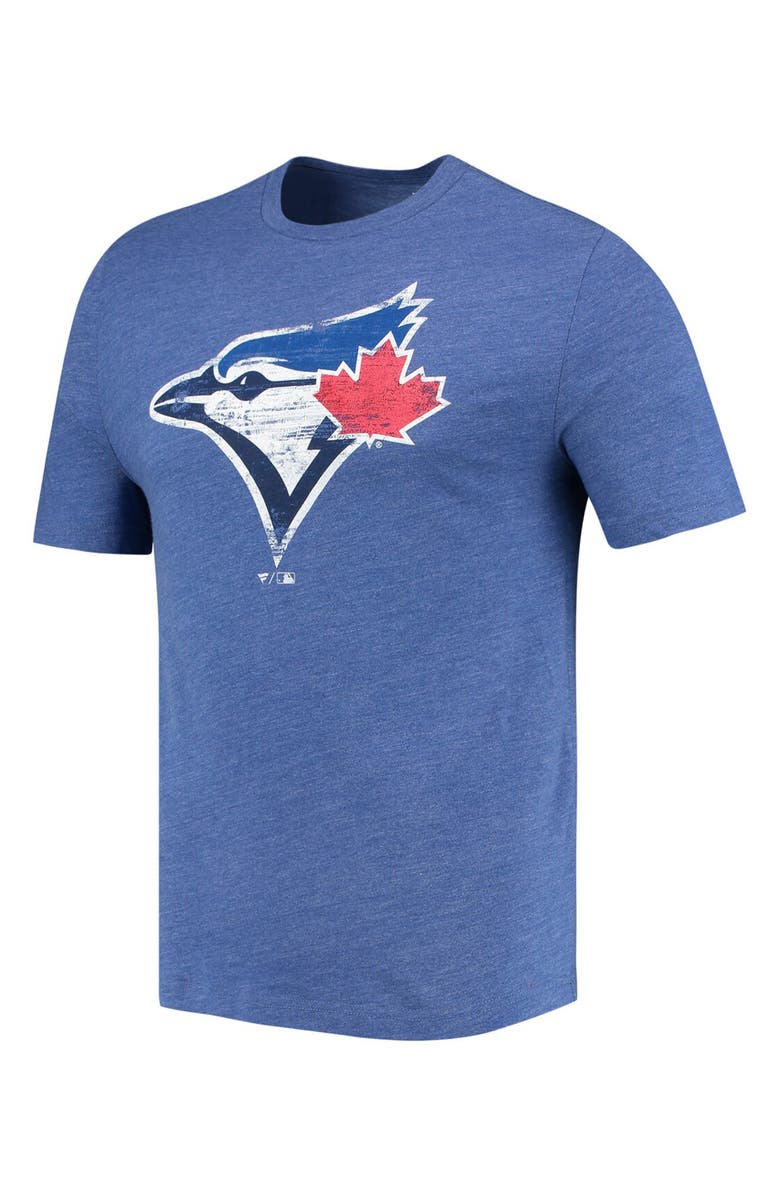 FANATICS Men's Fanatics Branded Heathered Royal Toronto Blue Jays Weathered Official Logo Tri-Blend T-Shirt, Main, color, 