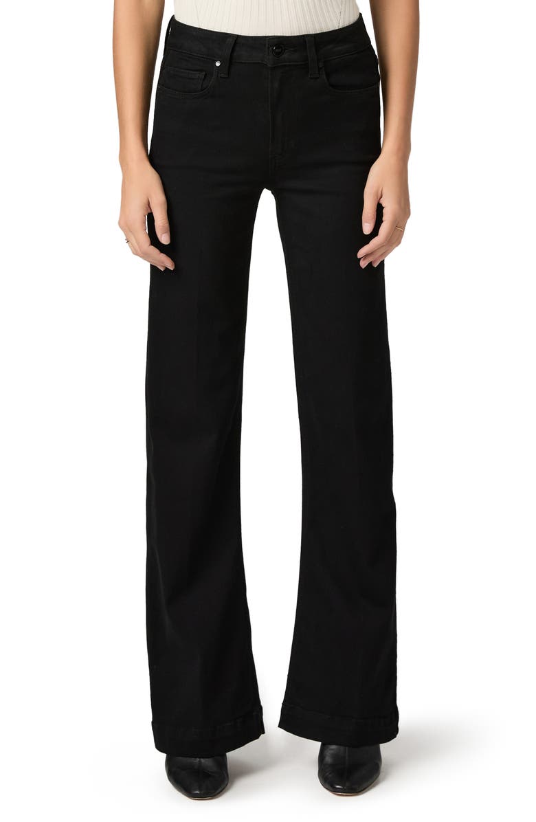 PAIGE Leenah High Waist Wide Leg Jeans, Main, color, Black Shadow