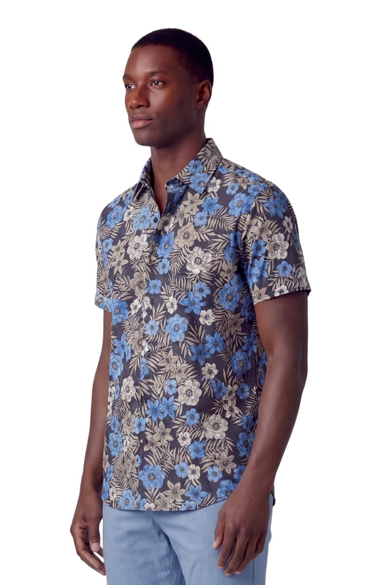 Lords of Harlech Tropical Mix Mens Printed Button Up Shirt, Alternate, color, Tropical Mix Black