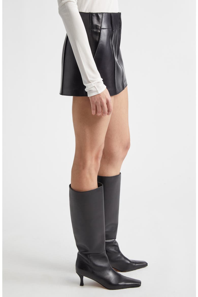 Jayda Leather Miniskirt, Alternate, color, BLACK