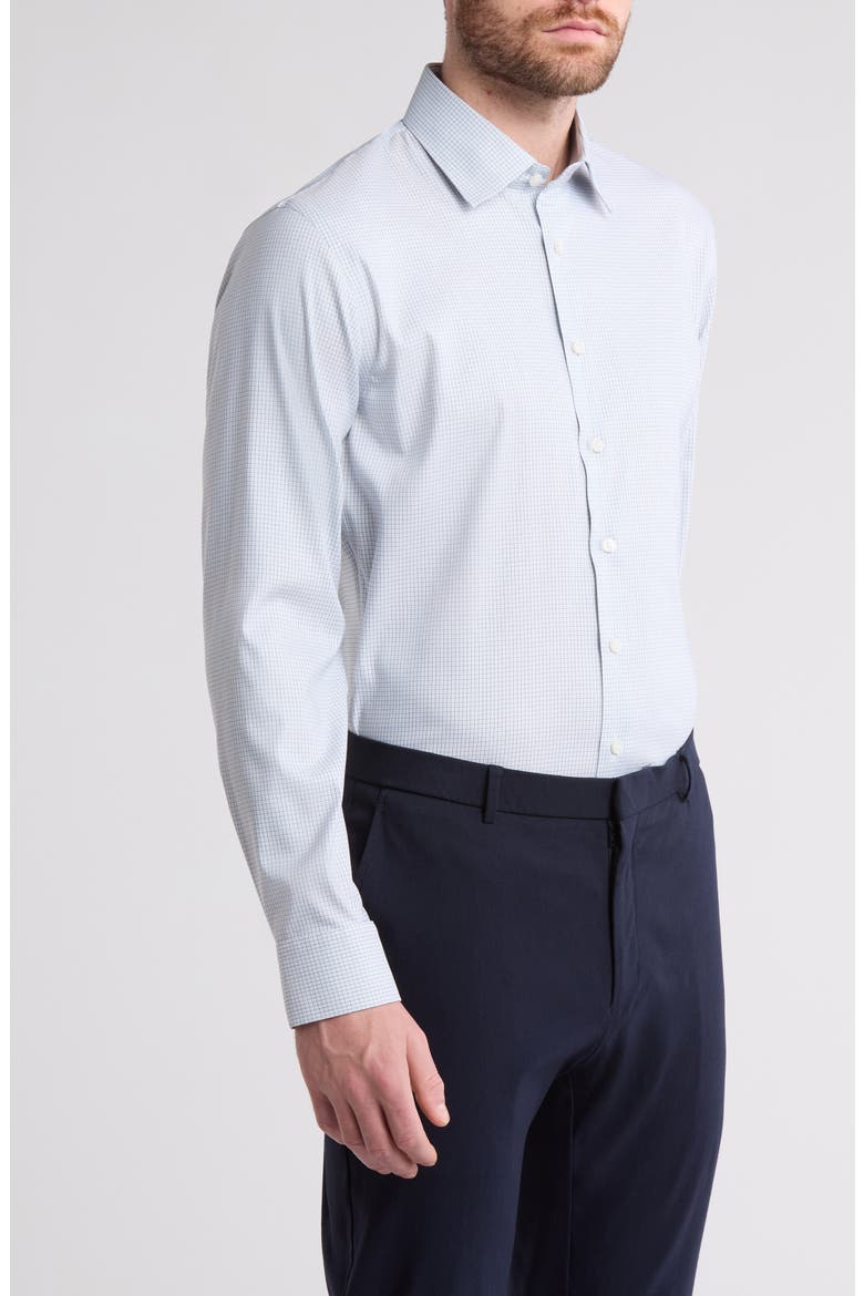 Trim Fit Check Premium Performance Dress Shirt, Alternate, color, BLUE GHOST GRID