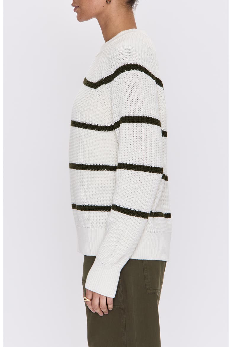 Edie Stripe Cotton Sweater, Alternate, color, OLIVE STRIPE