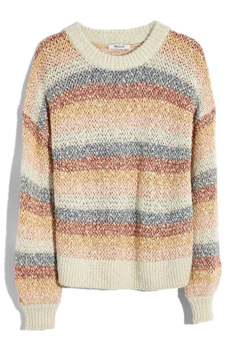 Baez Pullover Sweater in Stripe, Alternate, color, MARLED FOG