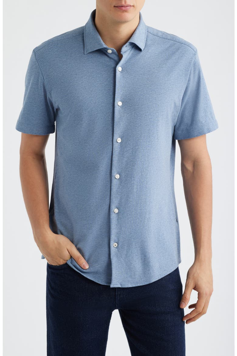 Roan Stretch Cotton Button-Up Shirt, Main, color, OPEN BLUE