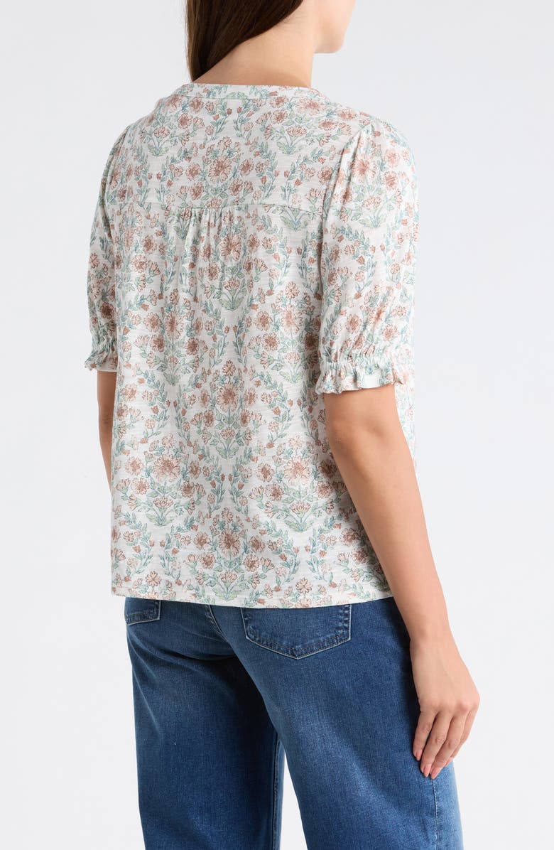 Lucky Brand Patterned Button-Up T-Shirt, Alternate, color, Cream Blue Multi