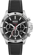 BOSS Troper Chronograph Leather Strap Watch, 45mm