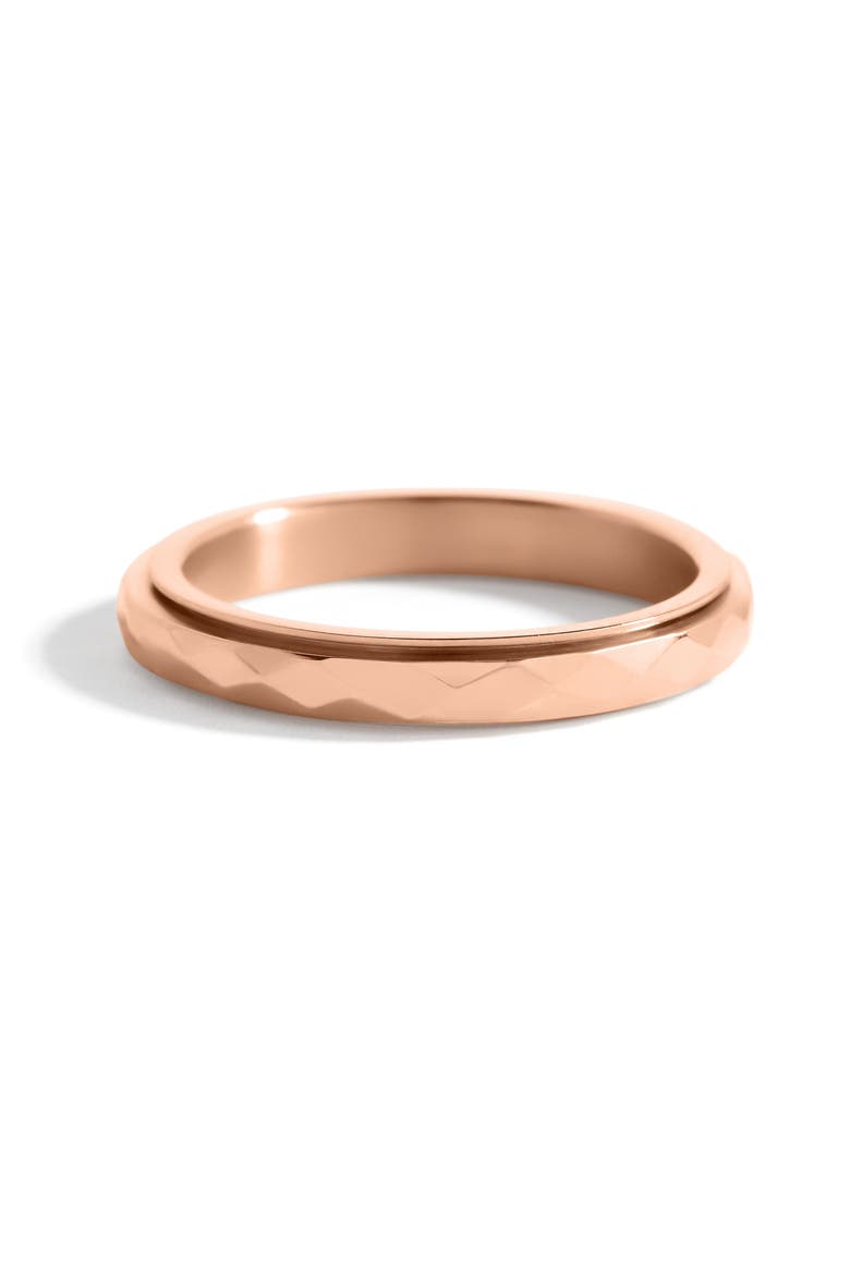 Dainty Hammered Band Spinning Fidget Ring, Alternate, color, Rose Gold-Tone
