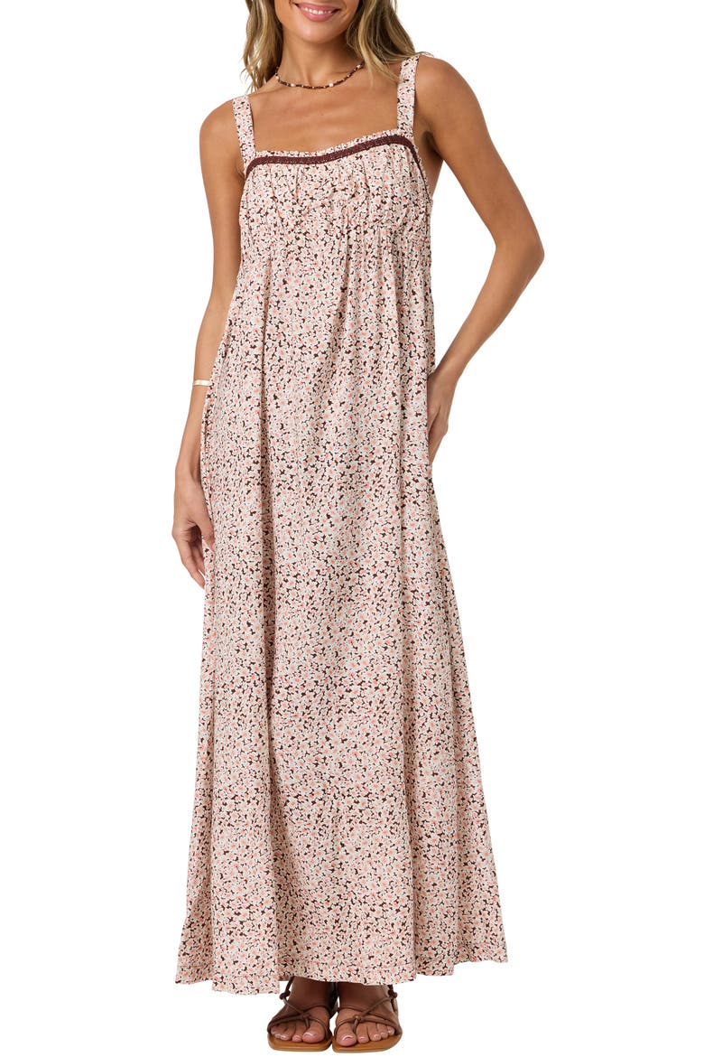 Natasha Ditsy Floral Maxi Dress, Main, color, CHOCOLATE