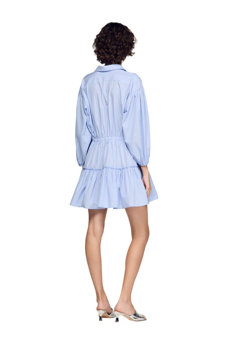 Short striped cotton dress, Alternate, color, Sky blue