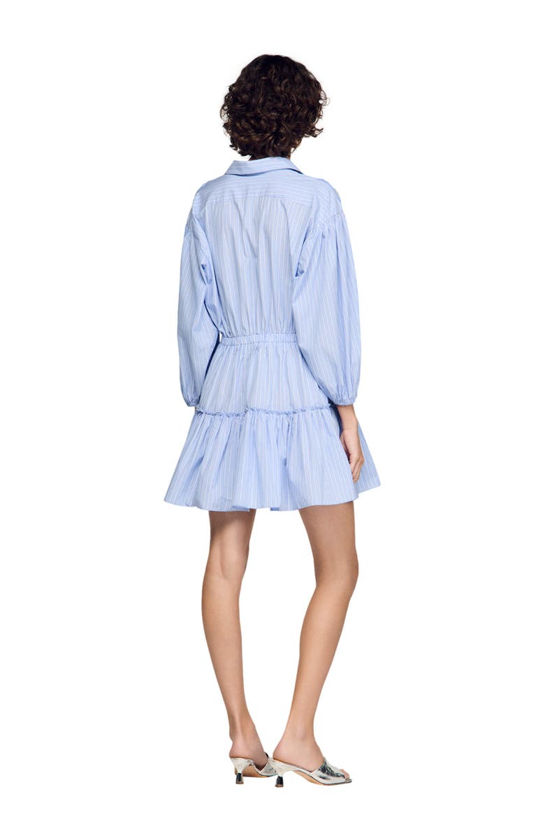 SANDRO Short striped cotton dress, Alternate, color, Sky Blue