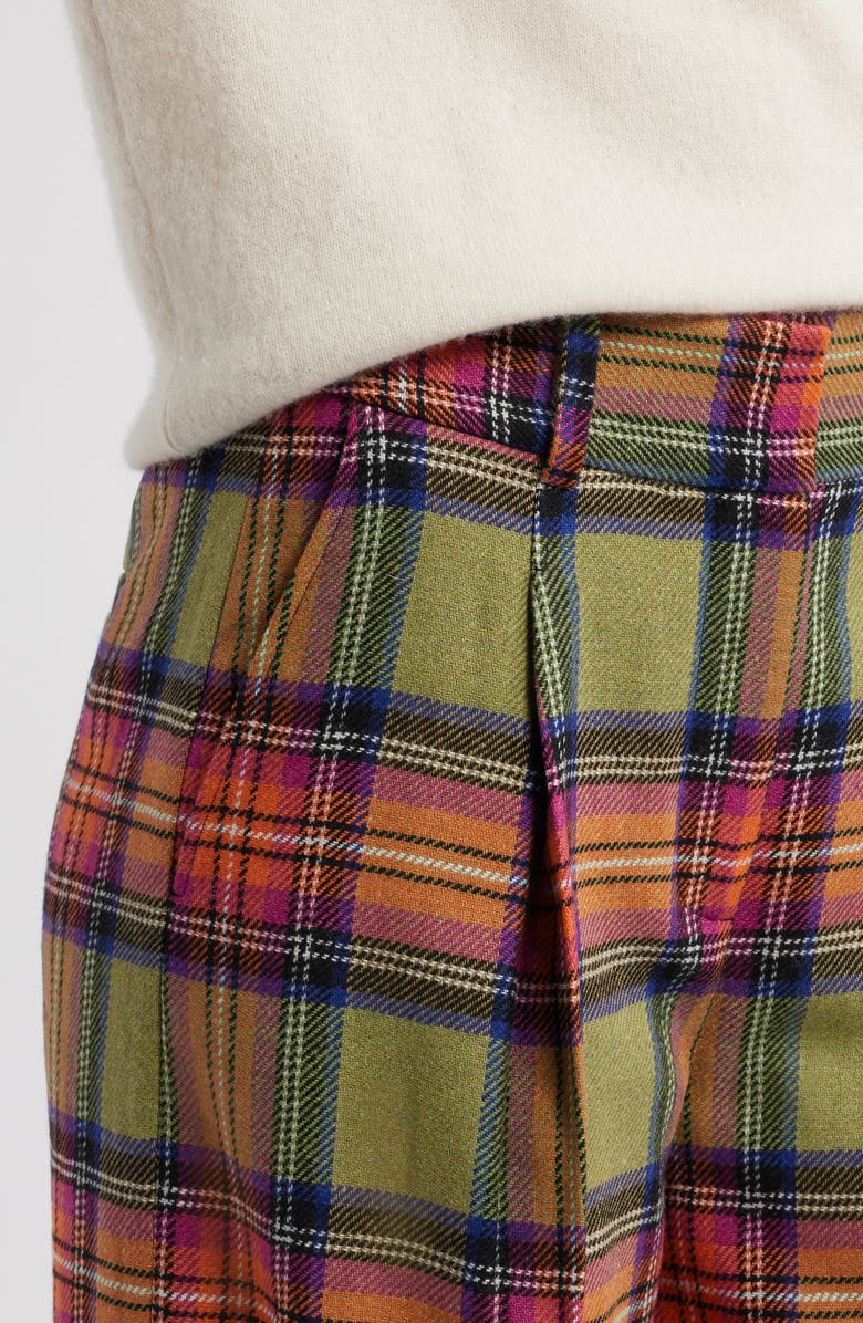 Boden Chiswick Plaid Wide Leg Pants, Alternate, color, Green And Purple Check