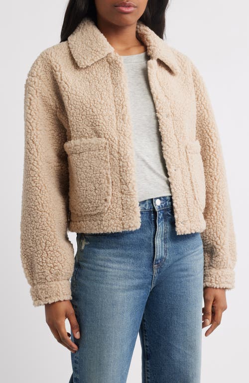 Lucky Brand Patch Pocket Faux Fur Crop Jacket In Neutral