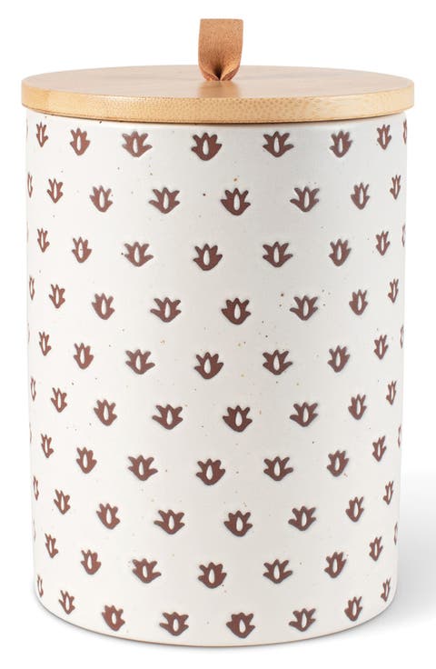 Wax Resist Stoneware Treat Jar