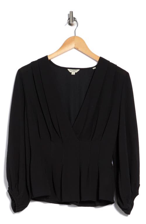 Max Studio Ruffle Neck Long Sleeve Top In Black