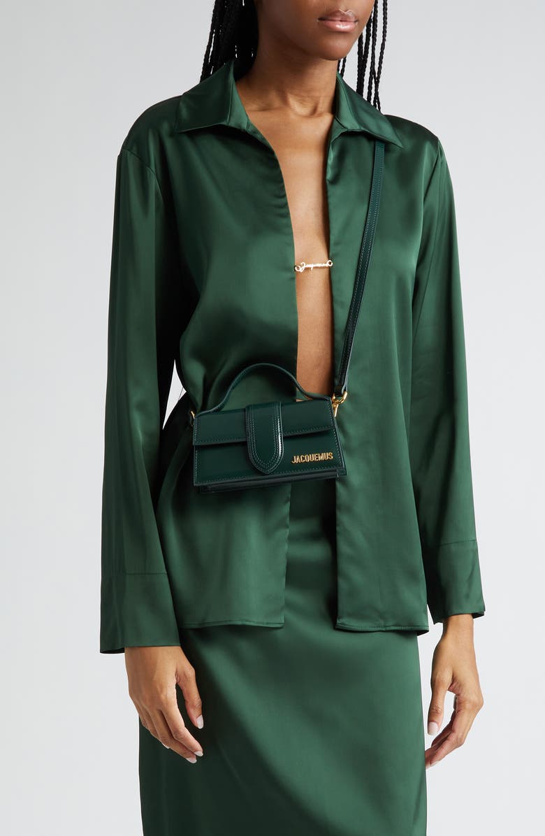 Jacquemus Le Bambino Leather Shoulder Bag, Alternate, color, Dark Green 590