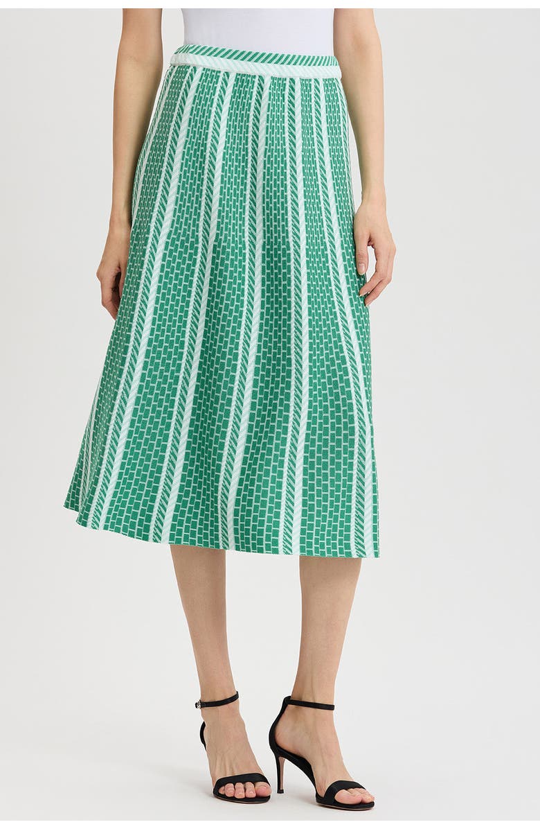 Ming Wang Roadmap Pattern Soft Knit Midi Skirt, Alternate, color, Kelly Green/Eucalyptus/Ivory