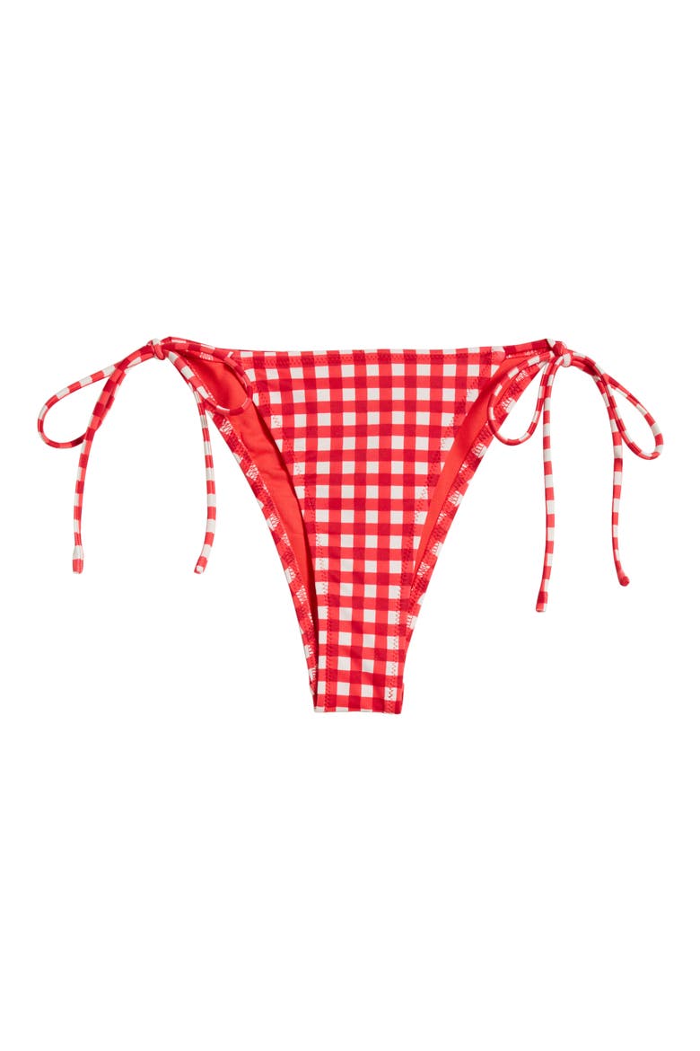 Cher Gingham Tie Side Bikini Bottoms, Alternate, color, RED